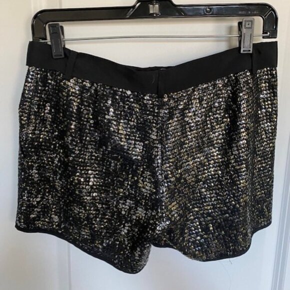 NWT BCBG Max Azria Black Sparkly Sequin Shorts Satin Bow Tie Sz XS - Picture 8 of 10